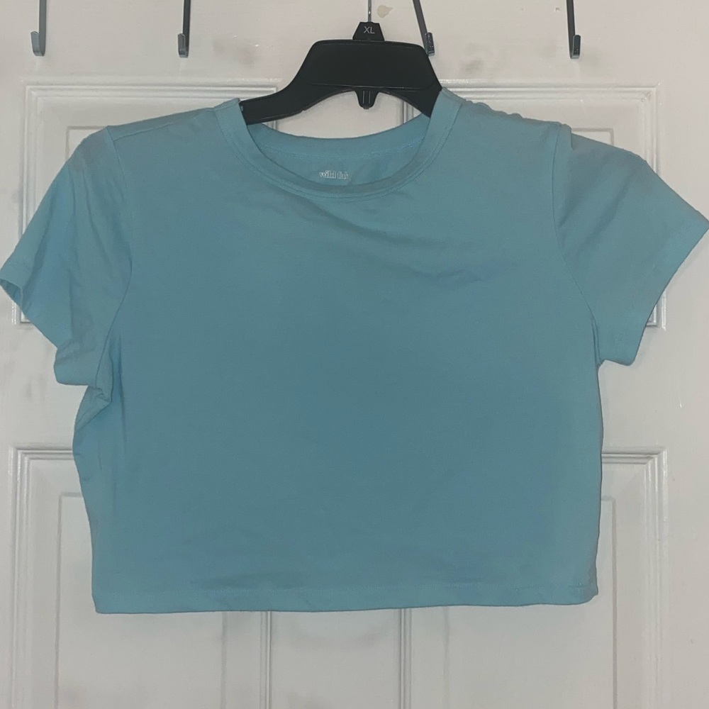 Wild Fable light aqua blue crop t
